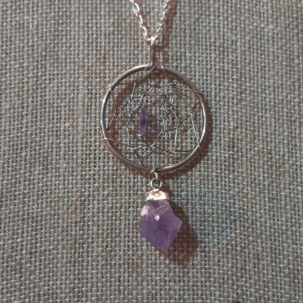 Sterling Silver Amethyst Drop Statement Necklace - image 5